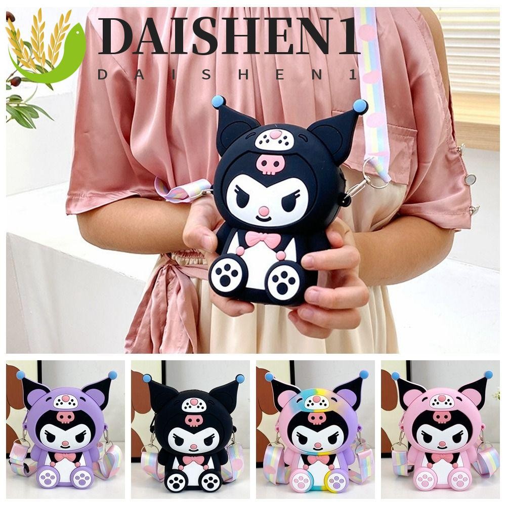 Daishen1 Kuromi กระเป๋าสะพายไหล่ ซิลิคอน มีซิป ลายการ์ตูน Kuromi Y2K ใส่เหรียญได้ ขนาดเล็ก อเนกประสงค์ สําหรับเด็ก