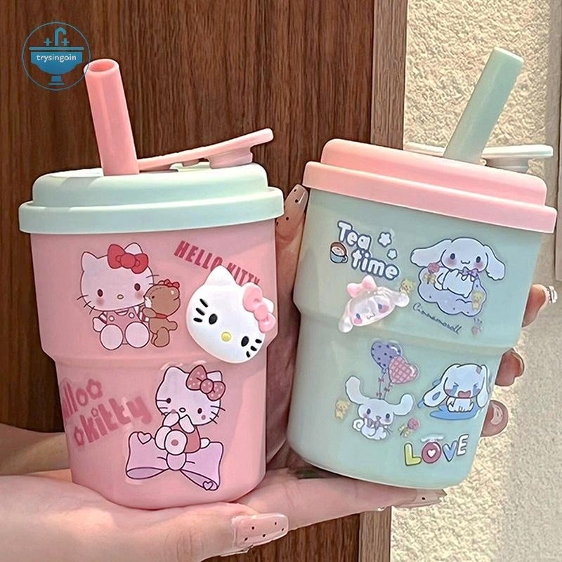 [trysingoin] น่ารัก Hello Kitty ถ้วยฟาง 420ML ถ้วยกาแฟพลาสติกความจุขนาดใหญ่แฟชั่นการ์ตูน Sanrio ขวดน้ําของขวัญวันเกิดสําหรับเพื่อน TH