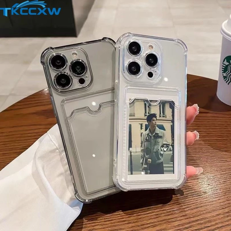 Infinix Hot 50 50i 40i 30i 40 Pro 30i หมายเหตุ 30 40 Pro + สมาร์ท 9 8 Pro 7 8 HD 8 7 Plus Soft Case Cover Photo Storage Card Slot ถุงลมนิรภัยกันกระแทก Clear เคสโทรศัพท์