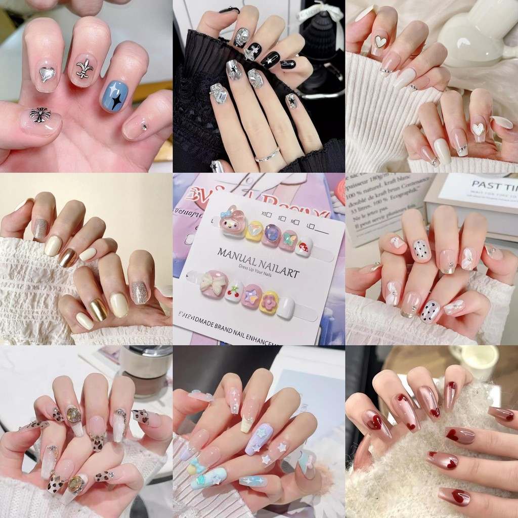 Liora N98-N124 พร้อมส่งเล็บเจลสำเร็จรูปไซส์M มีทุกความยาว งานเพ๊นท์สวย