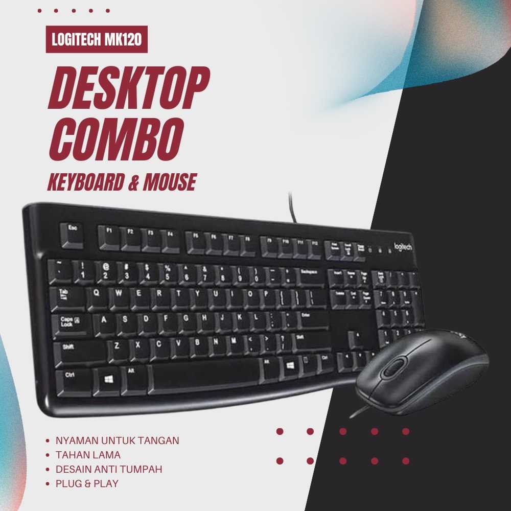 คีย์บอร์ดและเมาส์ Logitech Desktop Combo - MK120 - Tinari