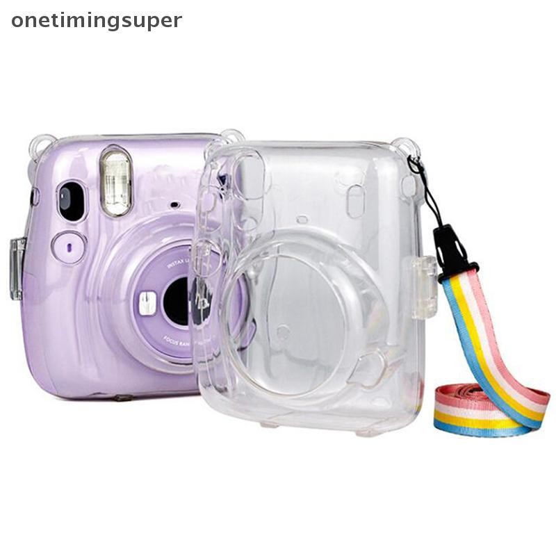 Onetimingsuper สําหรับ Instax Mini 11 กระเป๋ากล้องแบบพกพาโปร่งใสพร้อมสายคล้อง OTP