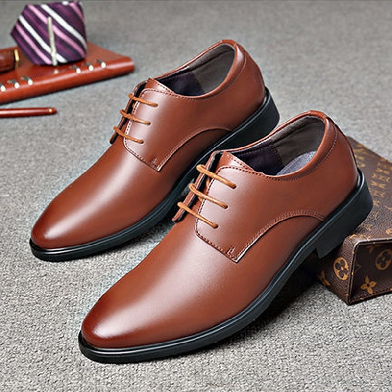 39-44 รองเท้าหนังชาย รองเท้าทำงานอย่างเป็นทางการ สไตล์ลำลองธุรกิจ เชือกผูก สีดำ สีน้ำตาล หลา