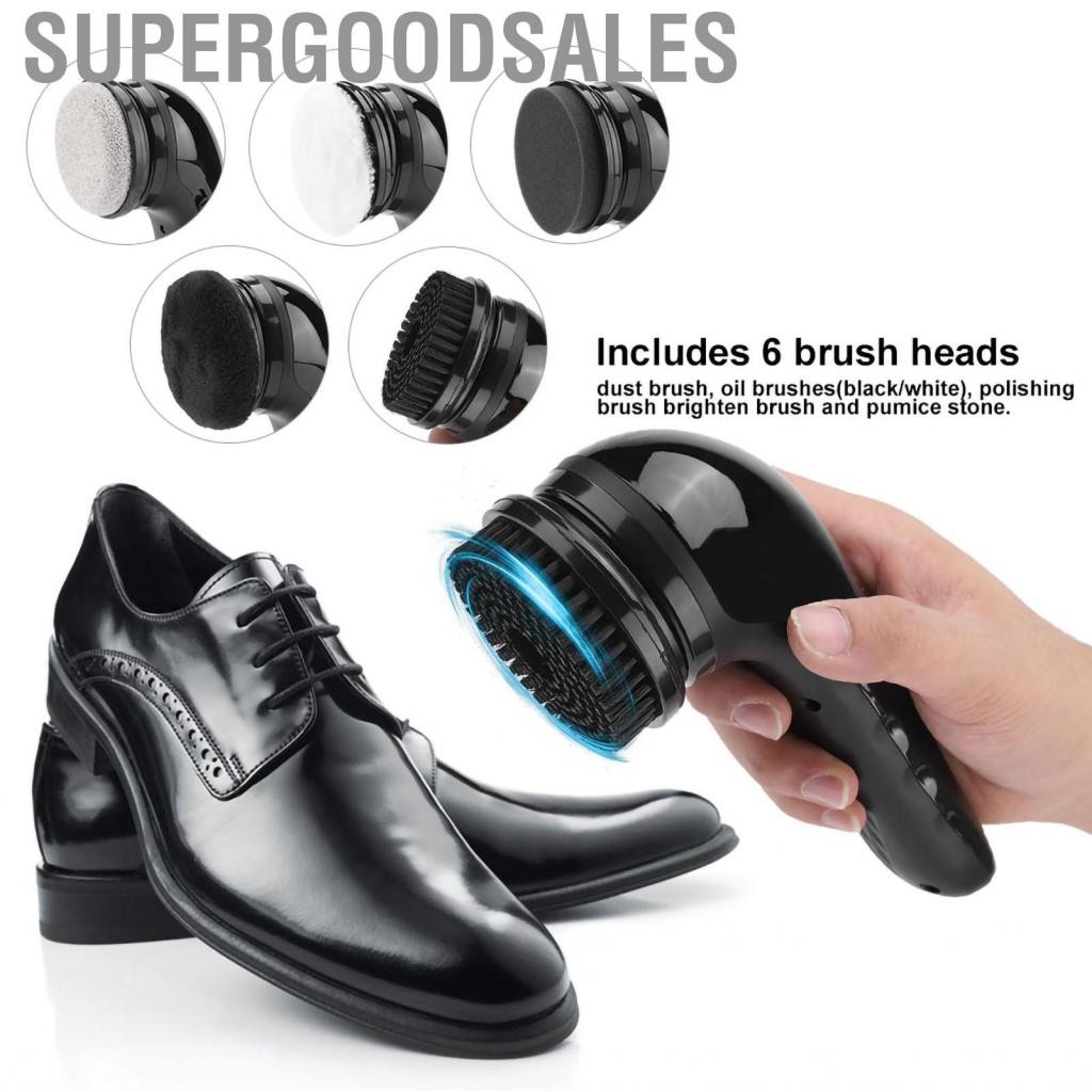 Supergoodsales เครื่องขัดรองเท้าไฟฟ้าอัตโนมัติเครื่องขัดรองเท้าทำความสะอาดเครื่องหนังเครื่องมือดูแลแปรงขัดเงา (Black)