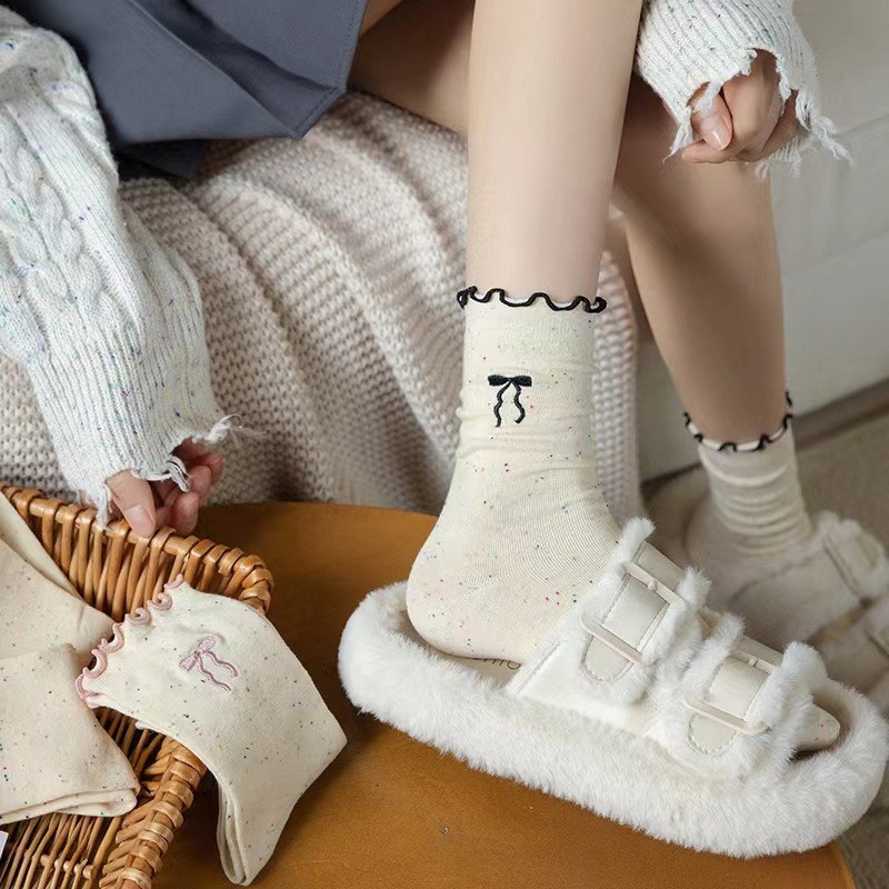 ในไทย-พร้อมส่ง✨ถุงเท้าผ้าฝ้าย ประดับโบว์ ลูกไม้ น่ารักหวาน สไตล์เกาหลี นักเรียนสำหรับผู้หญิง ความยืดหยุ่นสูง-Move - รูปที่ 4