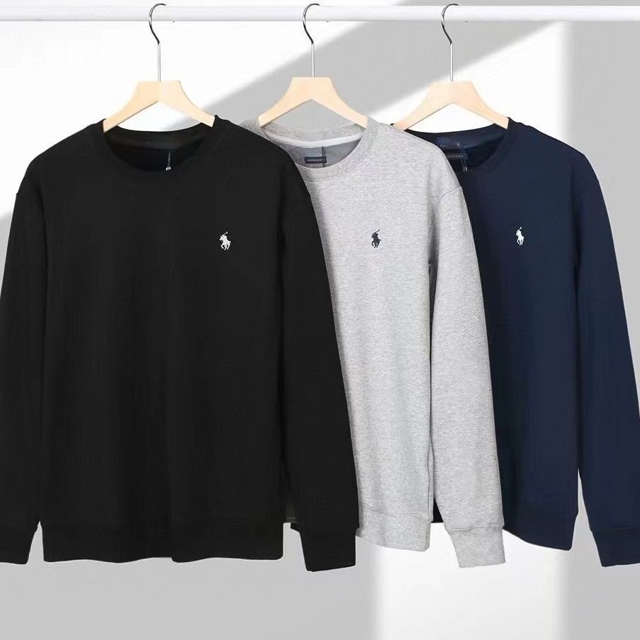 เสื้อสเวตเตอร์คอกลม แบรนด์แฟชั่นคุณภาพสูง po-ls ผ้าฝ้ายหน้าอก pony ปักเสื้อสเวตเตอร์แขนยาวสําหรับบุรุษและสตรี M-4XL (ฉลาก)