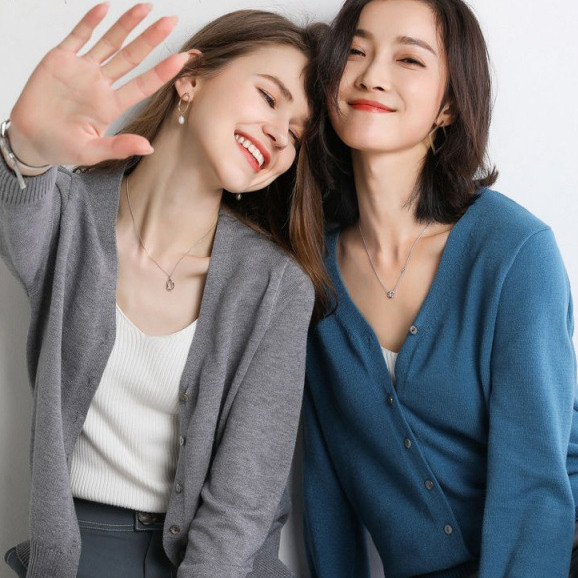 LEONNA Niya เสื้อคาร์ดิแกนถักผู้หญิงด้านนอกลายธรรมดาแขนยาว