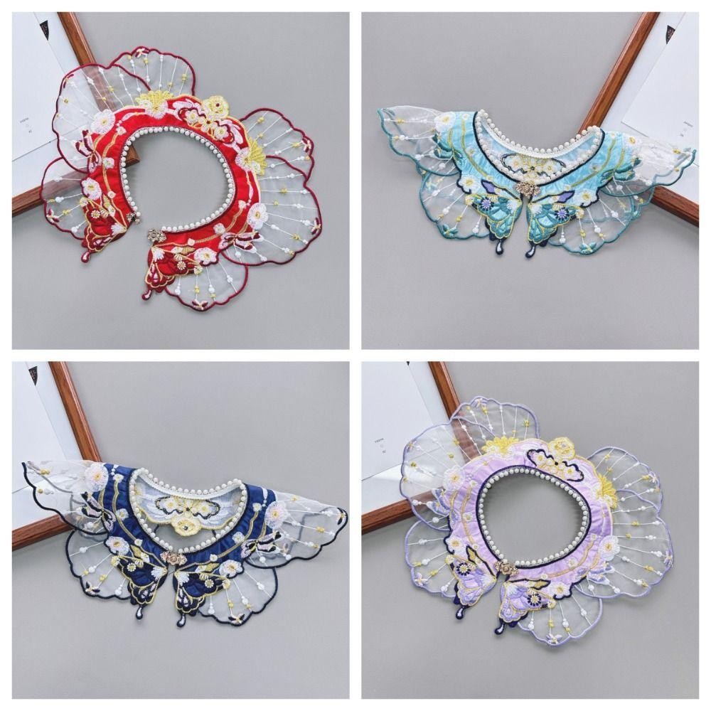 ผ้าคลุมไหล่ฮันฟู ออกแบบสวยงามด้วยเย็บปักถักร้อยลวดลายดอกไม้และผีเสื้อ เหมาะสำหรับเป็นอุปกรณ์เสริมในเสื้อผ้าสไตล์จีนของเด็ก - รูปที่ 2