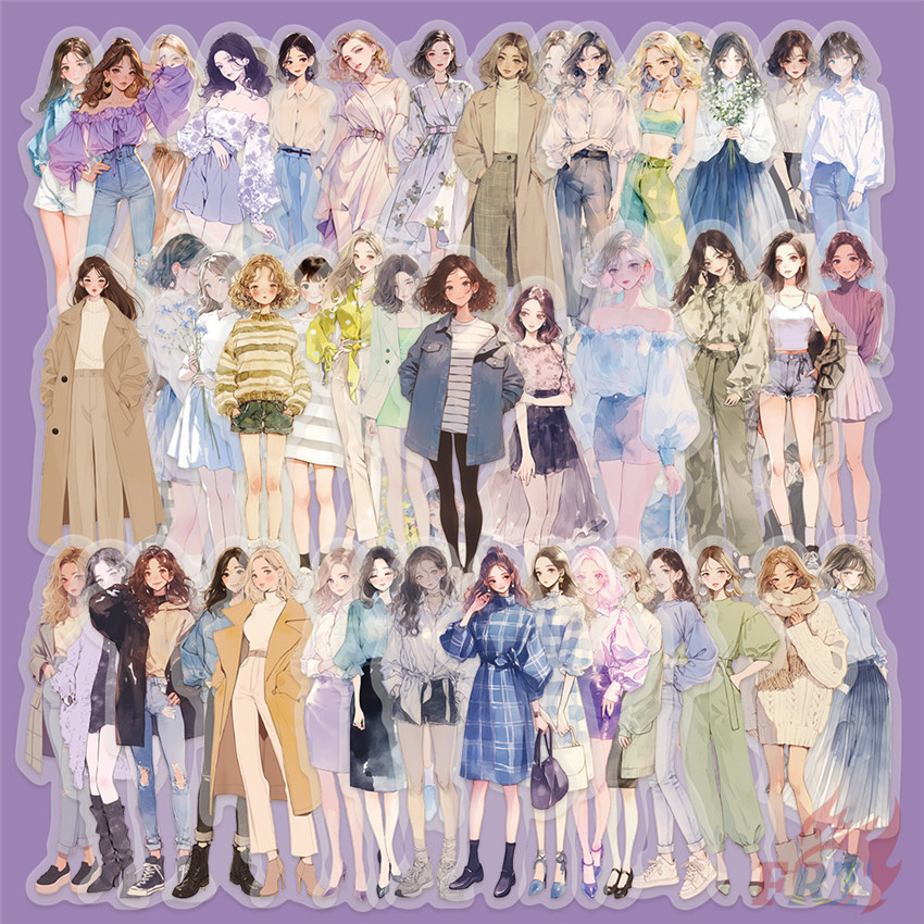 ❉ สติ๊กเกอร์ PET เด็กผู้หญิง High Street ❉ 50 ชิ้น/เซ็ต DIY แฟชั่นสติ๊กเกอร์กันน้ํา Doodle สติ๊กเกอร์