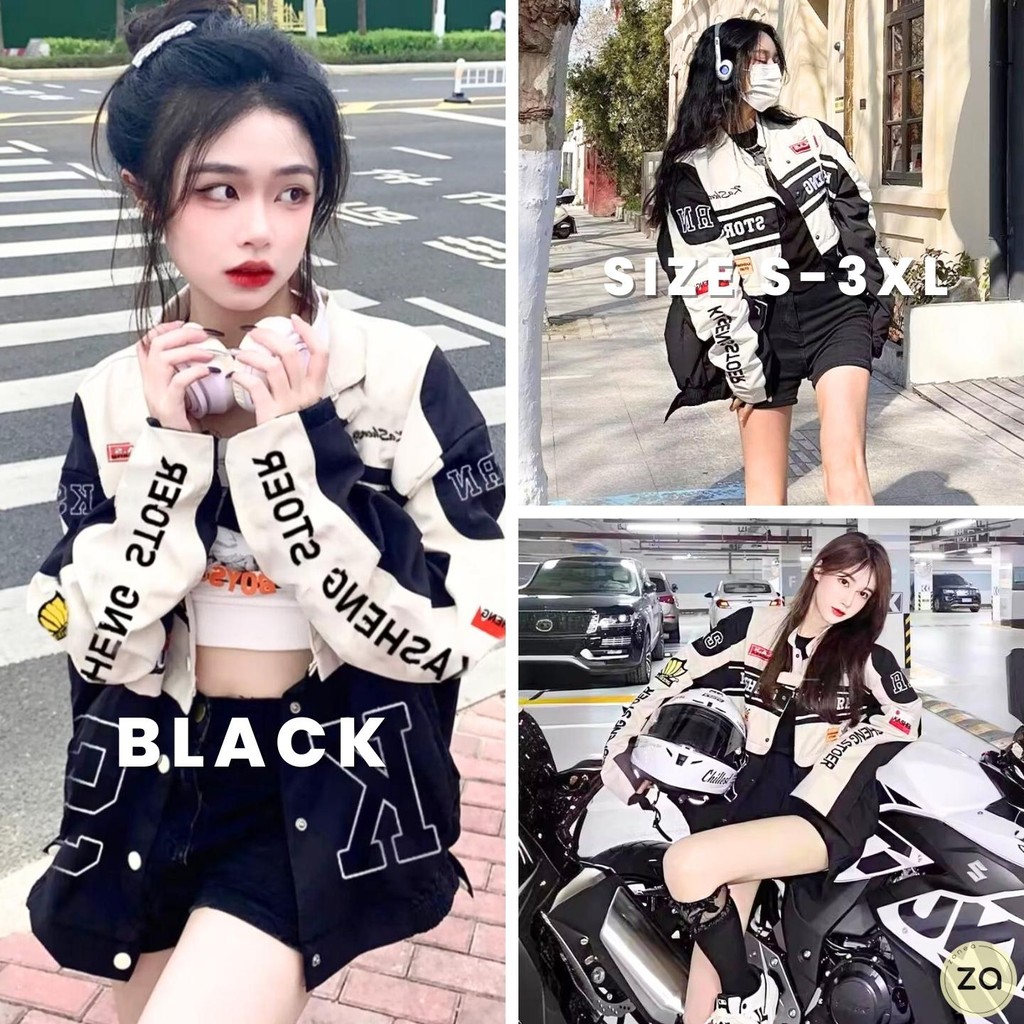 HOT SALE เสื้อแจ็คเก็ตแขนยาว แฟชั่นสไตล์นักแข่งรถ สุดเท่ แต่งลาย KS (ถอดแยกชิ้นได้)