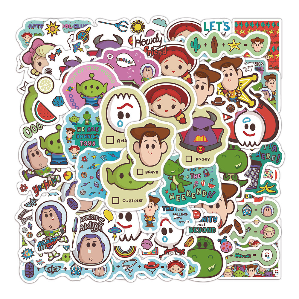 (ที่ได้รับอนุญาต) สติ๊กเกอร์ PVC กันน้ําลายการ์ตูน Chibi Toy Story 50 ชิ้น