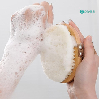 ดร.เบอิ แปรงอาบน้ําด้ามไม้บีชขนแปรงไนลอนนุ่มขัดผิวอ่อนโยนแขว…