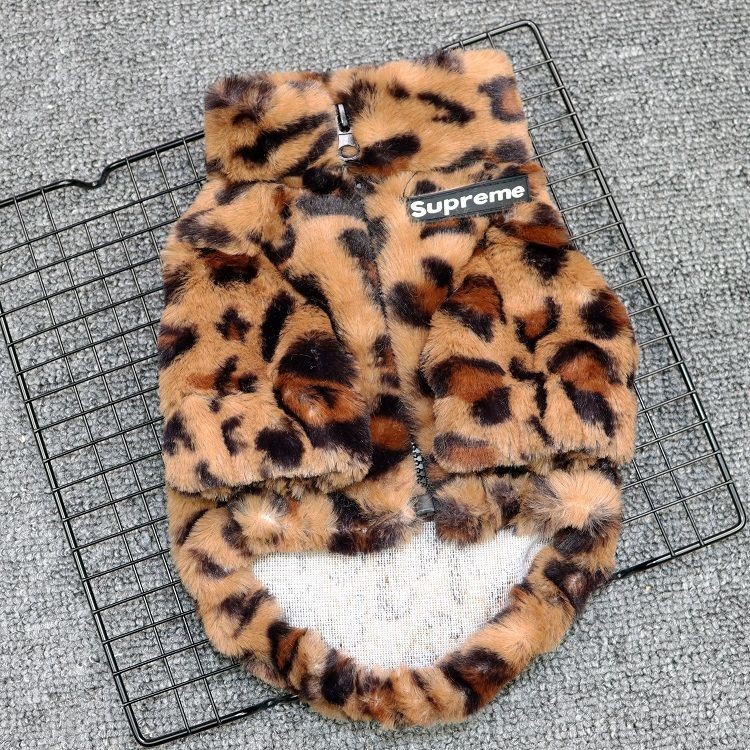 เสื้อผ้าสุนัข Warm Street Wear Leopard Print Puppy Teddy Bichon French Fighting Schnauzer Cat Fashion Winter Colourful 11.5