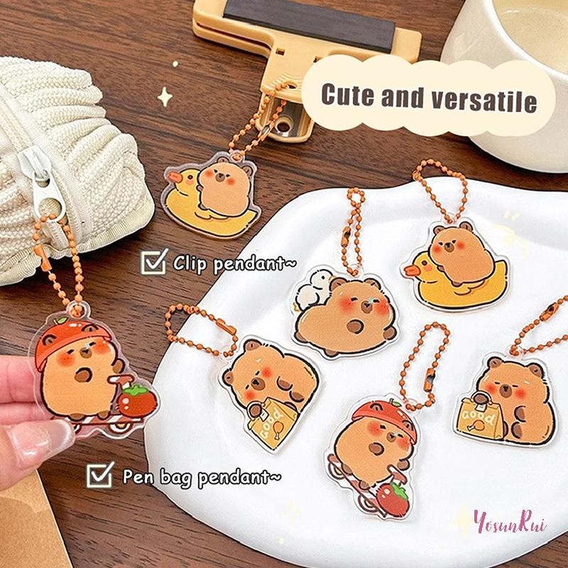 Yosunrui] ตลกการ์ตูน Capybara พวงกุญแจสร้างสรรค์น่ารัก Capybara จี้แฟชั่นเรียบง่ายกระเป๋าเป้สะพายหลังอุปกรณ์ตกแต่งของขวัญวันเกิดใหม่