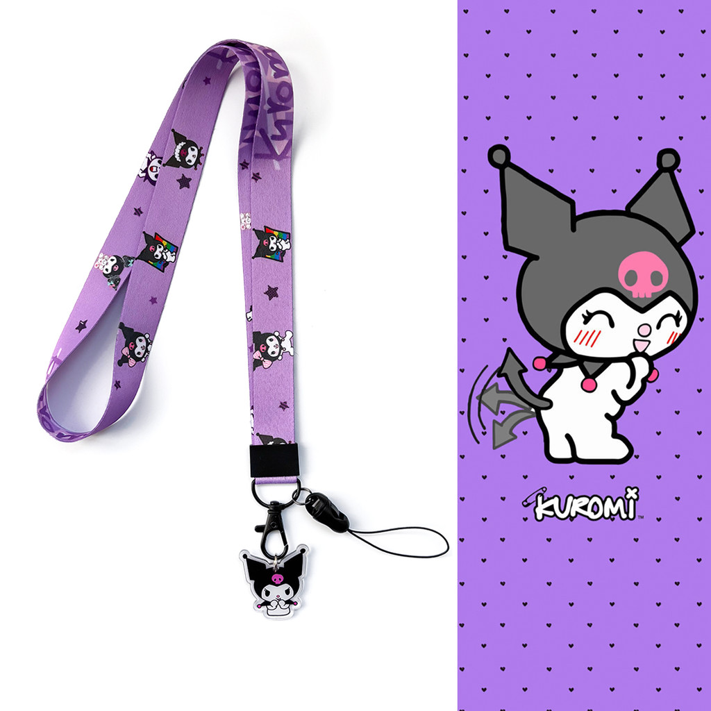 สายคล้องคอ Kuromi อนิเมะญี่ปุ่น สายคล้องไนลอน เชือกเส้นเล็ก สําหรับ โทรศัพท์มือถือ
