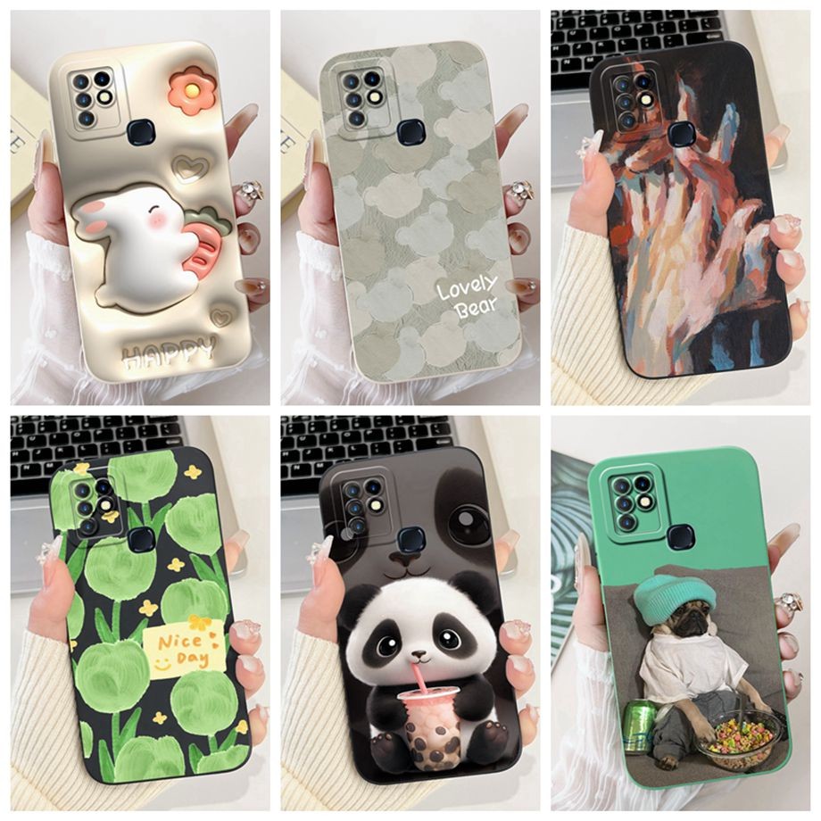 สําหรับ Infinix Hot 10 X682 X682B hot10 กรณีการ์ตูนหรูหรา 2024 รูปแบบซิลิโคนนุ่มป้องกันคลุมทั้งหมดปลอกโทรศัพท์