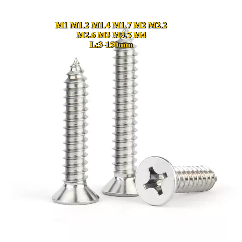 [BY-XSP-w] Flat Head Phillip Tapping/สแตนเลส 304 หัวเตเปอร์ แฉก เกลียวปล่อย ปลายแหลม ็อต M1M1.2 M1.4 M1.7 M2M2.2 M2.6 M3M3.5 M4