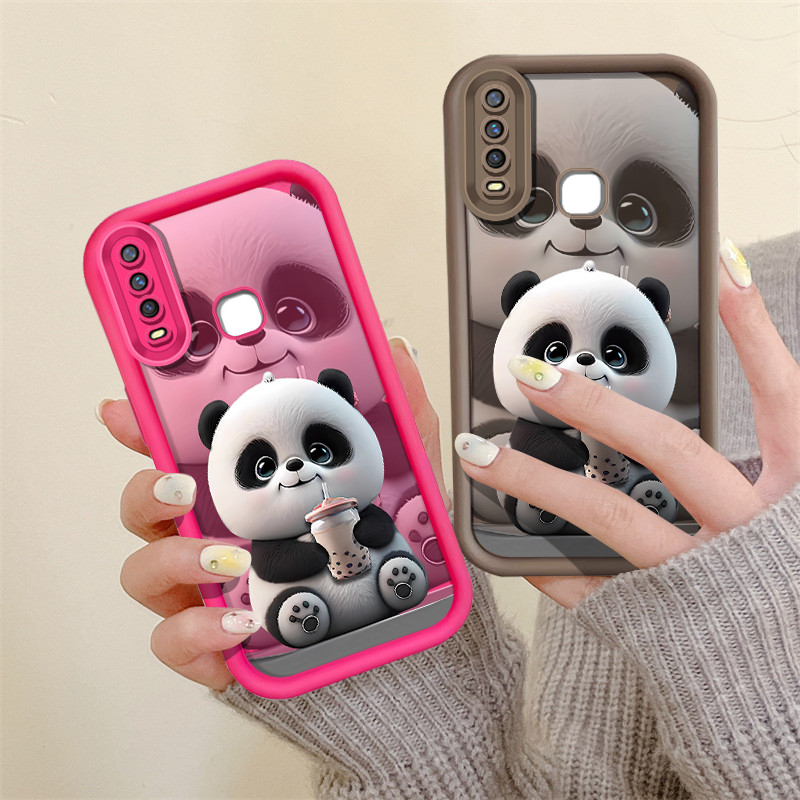 น่ารักแพนด้าการ์ตูนเคสโทรศัพท์สําหรับVIVO Y17 Y11 Y15 Y12 Y12i Y3S 1901 1902 1904 Y17S Y16 Y15S Y15A
