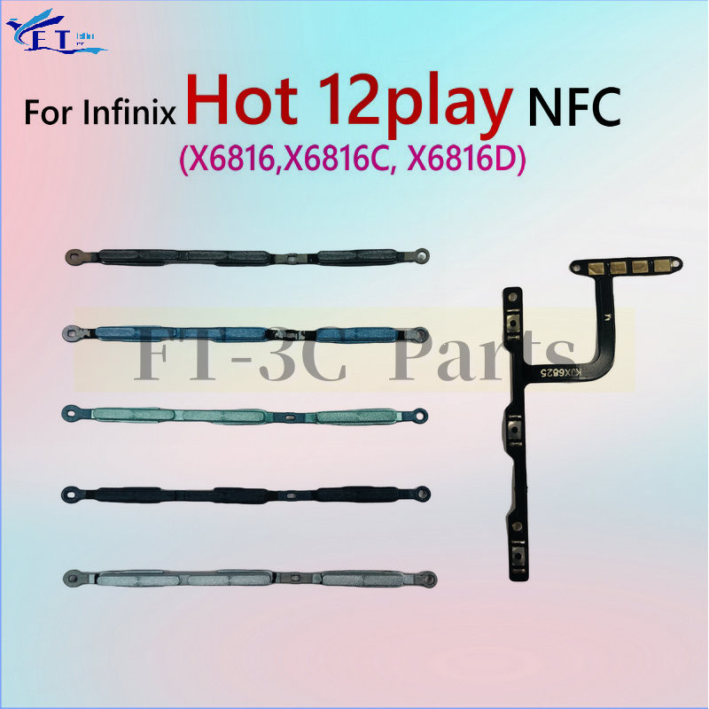 สําหรับ Infinix Hot 12 เล่น NFC Hot 12play X6816 X6816C X6816D Power On Off Volume Up Down สวิทช์ด้า