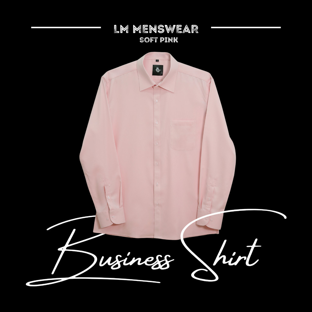 Business Shirt เสื้อเชิ้ต รุ่นบิสเนส โทนสีชมพู แดง ปก Semi-Spread Collar ทางการ เหมาะสำหรับใส่เน็คไทด์