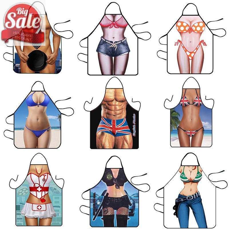 Af ตลก Muscle Man ผ้ากันเปื้อนครัวเซ็กซี่ผู้หญิงทําอาหาร Pinafore เครื่องมือทําความสะอาดบ้าน A