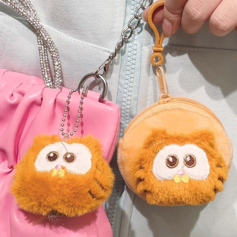 กระเป๋าใส่เหรียญ-มินิ,พกพา,ตุ๊กตา,อเนกประสงค์-น่ารัก อะนิเมะแมวน้อยเข็มกลัด-การ์ตูนการ์ฟิลด์ตุ๊กตากระเป๋าสตางค์กับพวงกุญแจ-กระเป๋าเก็บกุญแจ-สร้างสรรค์หูฟังก
