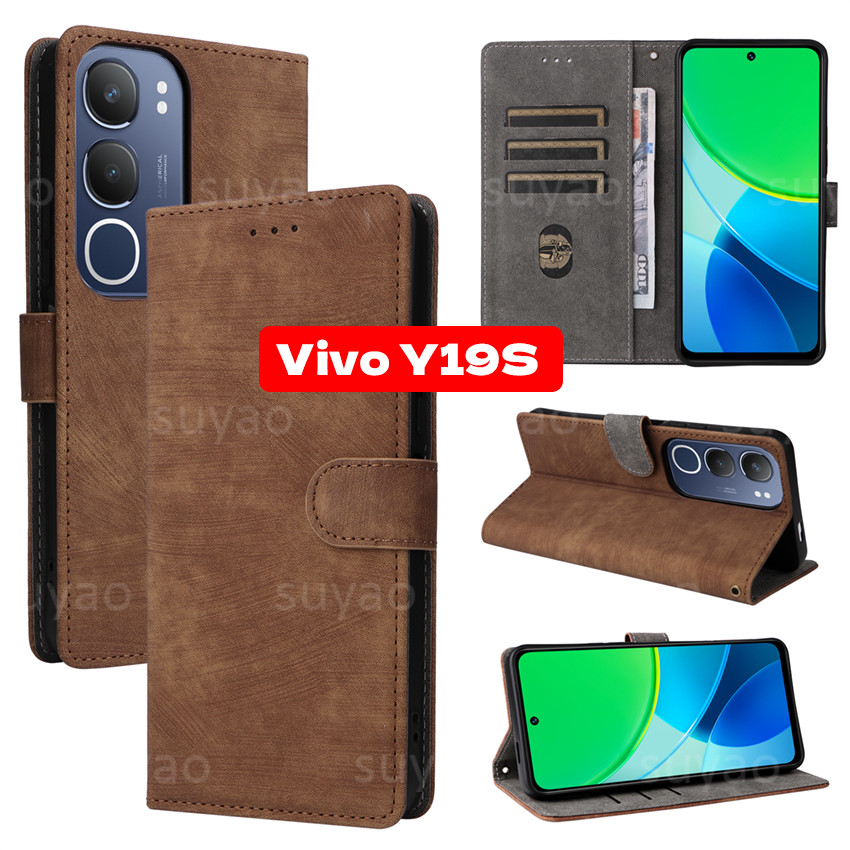 สําหรับ Vivo V70 Y19S V60 2026 เคสโทรศัพท์ซิปกระเป๋าสตางค์หนังปลอก VivoV70 VivoY19S V40 Lite Pro ช่อ