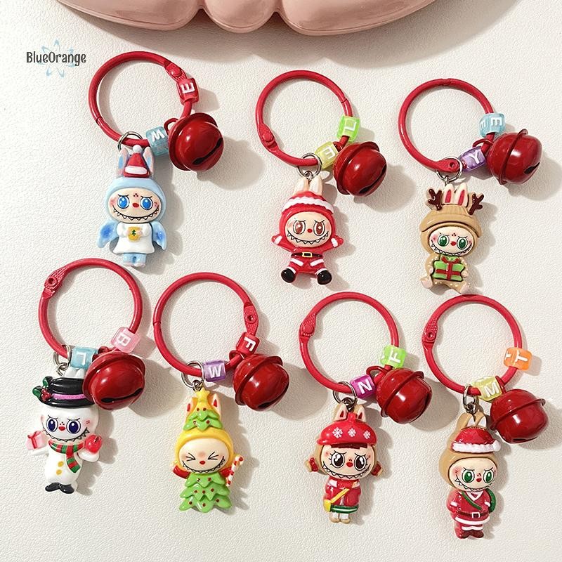 ใหม่ 1PC Kawaii การ์ตูน Cross Dressing คริสต์มาส Labubu Bell พวงกุญแจ DIY เครื่องประดับทําอุปกรณ์ตกแต่งกระเป๋าพวงกุญแจจี้ร้อน