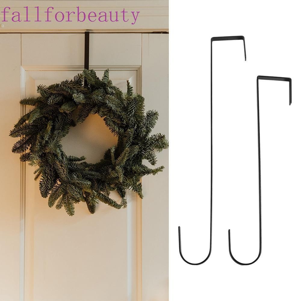 Fallforbeauty ที่แขวนพวงหรีดดอกไม้, พวงหรีดเหล็กคาร์บอนขนาดใหญ่ตะขอโลหะ, อุปกรณ์ปาร์ตี้คริสต์มาส 12/15 นิ้วสีดําเล็บฟรีคริสต์มาส