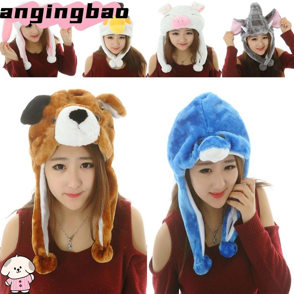 Angingbao หมวกเคลื่อนย้ายตุ๊กตา, สัตว์การ์ตูนสัตว์ Earflap หมวก, ของเล่นตลกคออุ่น Earmuff Earflap ฤดูหนาว