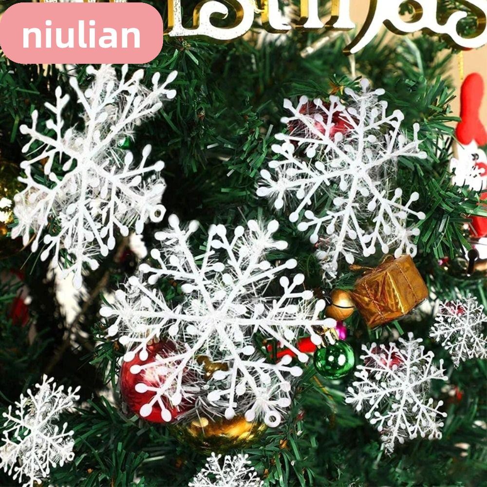 เครื่องประดับเกล็ดหิมะคริสต์มาส NIULIAN, ตกแต่งเกล็ดหิมะขนาดใหญ่สีขาว, Creative แขวนเกล็ดหิมะประดิษฐ์จี้ต้นคริสต์มาสตกแต่งบ้าน