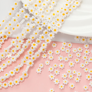 St.kunkka 92/60/59 ชิ้นลูกปัดดอกไม้แก้วสีขาว Daisy ลูกปัดสํา…