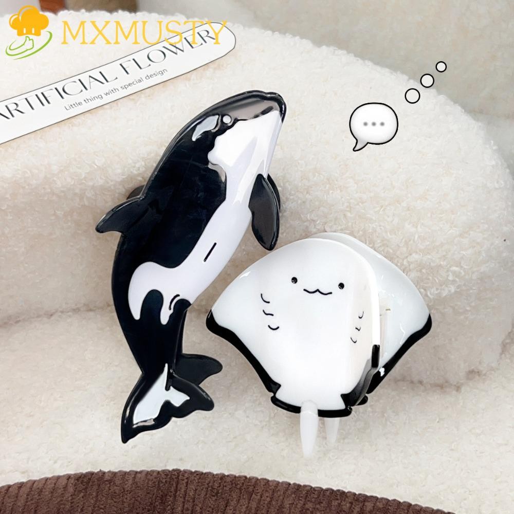 Mxmusty Killer Whale Hair Claw, Ocean Series ปลา Manta Ray กิ๊บติดผม, ส่วนบุคคลกรดอะซิติกการ์ตูน Headwear Acetate Marine Organism Hairpin เครื่องประดับผม