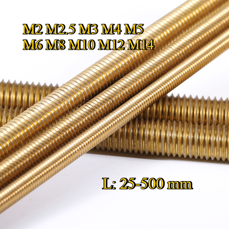 [จัดส่งด่วน] (WJX1) M2m2.5m3m4m5m6m8m10m12m14 สตัด โบลท์ เกลียวตลอด ยาว 25-500 มม. ทองแดง เกลียวมิล หยาบ / Stud Bolt Thread Bolt [xsp]