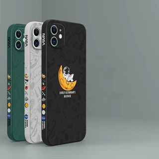 เคส iPhone 16 15 สีพื้น iPhone 11 13 12 15 ภาพประกอบอวกาศ เคสโทรศัพท์นักบินอวกาศ XTKR