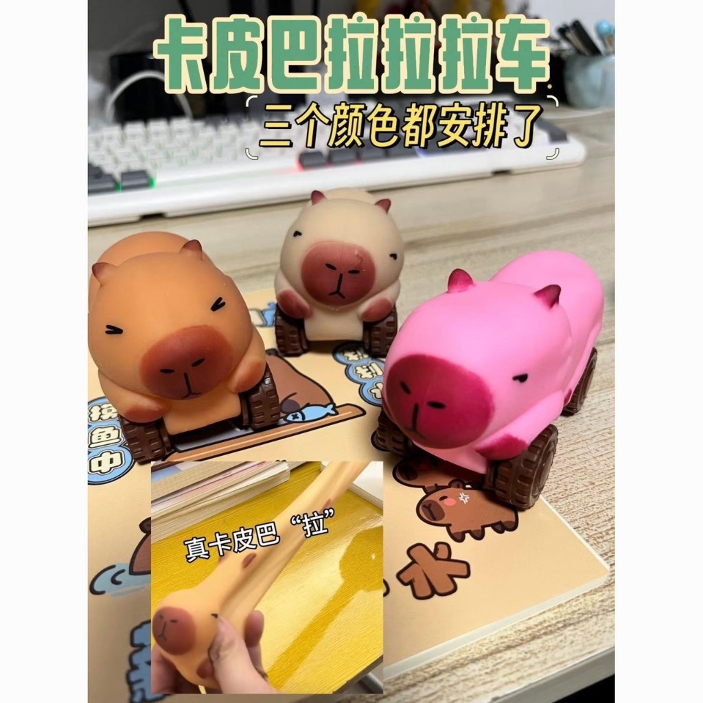 Capibara ของเล่นบีบ มีล้อ ลื่นไถลได้ รถของเล่น คาปิบาร่า ของเล่นบีบนุ่ม ดึง ยืดได้ สนุกๆ พร้อมส่งจากกทม.