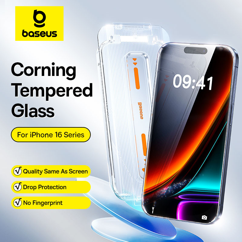 Baseus ป้องกันหน้าจอสําหรับ iphone 16 pro max iphone15 corning กระจกนิรภัย 1 ชิ้นสําหรับ iphone 16 pro plus clear anti-peeping ฟิล์มป้องกัน