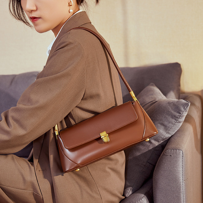 {2024 New Style} GraceBags Cowhide Genuine Leather Ladies Underarm Bag Shoulder Bag/Crossbody Bag