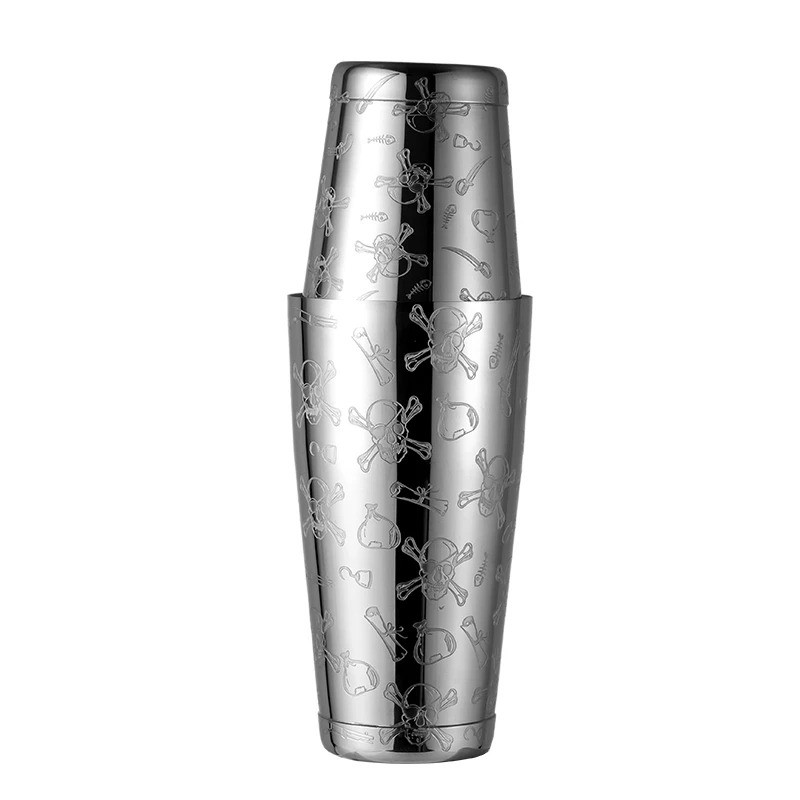 500ml/800ml แกะสลัก Skull สแตนเลสค็อกเทล Boston Bar Shaker Bar เครื่องมือ
