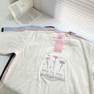 COD✅ (ส่งจากกรุงเทพ)BOOM Shop Flower step by step เสื้อโอเวอร์ไซต์ oversize เสื้อยืดผ้าคอตตอน cotton