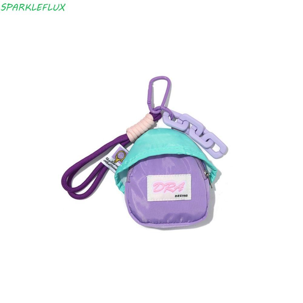 Sparkleflux กระเป๋าสตางค์พวงกุญแจ มัลติฟังก์ชั่น|สีกระเป๋าใส่เหรียญขนาดเล็ก,ขนาดเล็กทนทานกระเป๋าเป้สะพายหลังจี้กระเป๋าหูฟังแบบพกพา