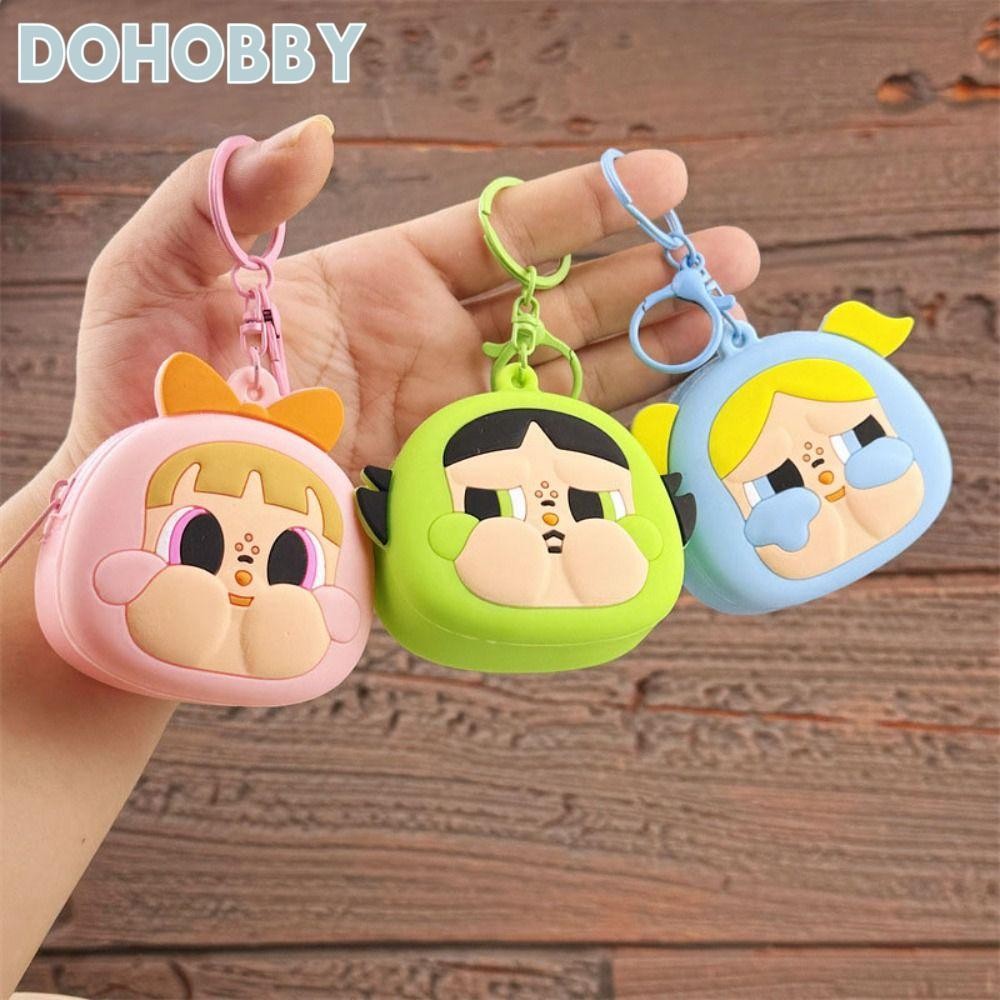 DOHOBBY กระเป๋าสตางค์พวงกุญแจ กระเป๋าซิลิโคน The Powerpuff Girls POP MART กระเป๋าพวงกุญแจการ์ตูน