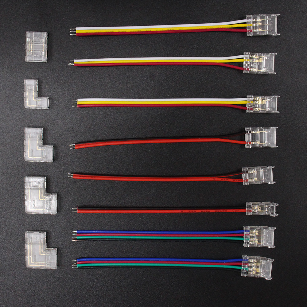 2pin 3Pin 4Pin COB LED Strip Connector Extension Wire Terminal LED Connectors สําหรับ 5 มม.8 มม.10 มม.RGB CCT COB เทปยืดหยุ่นไฟ