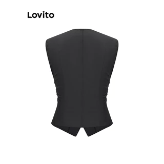 Lovito เสื้อกล้ามลําลอง เสื้อสายเดี่ยวกระดุมหน้าจับจีบสีพื้นสําหรับผู้หญิง L65ED049 (หลากสี)