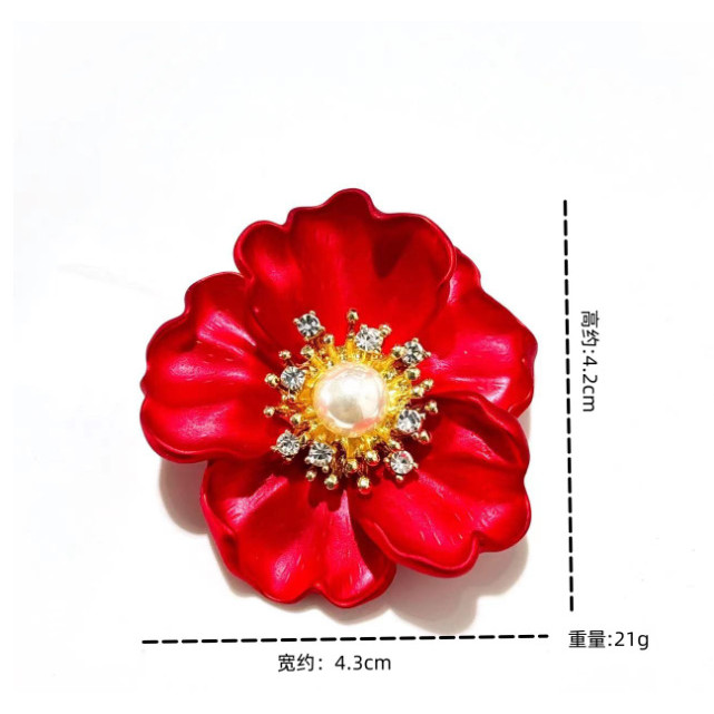ดอกโบตั๋นแดงเจริญรุ่งเรือง ปักมุก เข็มกลัดระดับสูง อุปกรณ์เสริมชุดสูท เข็มกลัดงานเลี้ยงสำหรับผู้หญิง - รูปที่ 6