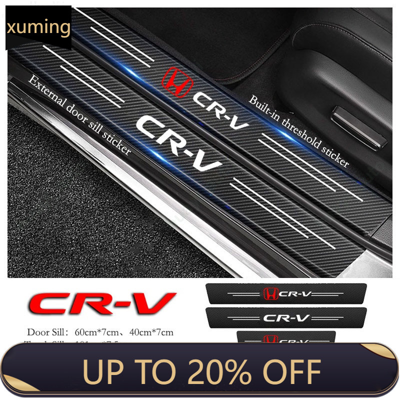 Xm Honda CRV รถประตู Sill สติกเกอร์ Anti-Scratch คาร์บอนไฟเบอร์สติกเกอร์หนัง Trunk Protector สติกเกอ