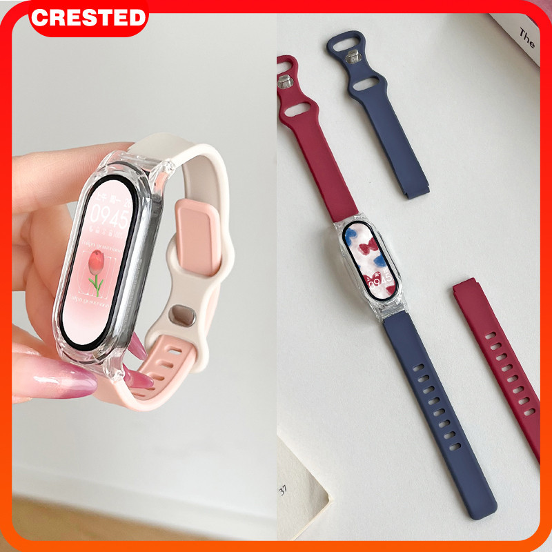 เคสพีซีใสสายยางซิลิโคน for Xiaomi Mi Smart Band 9 เทปกันชนฟิล์มป้องกันหน้าจอ for Miband 9