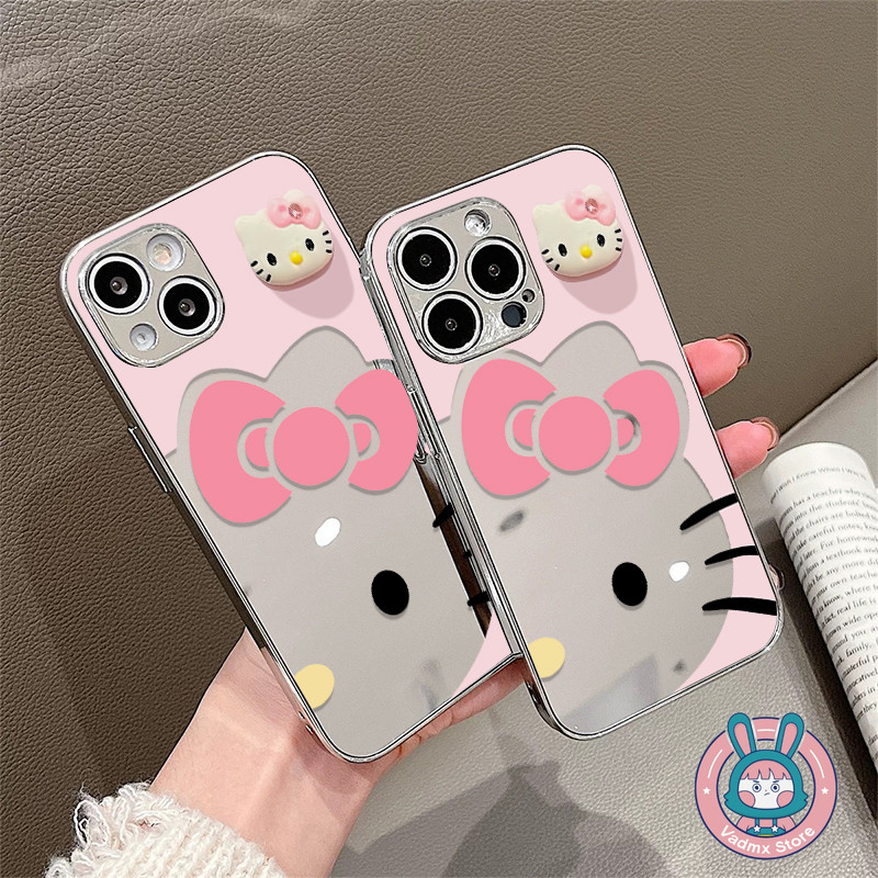 3d Hello Kitty กระจกเคสโทรศัพท์สําหรับVivo V40 V30 V29 V27 V27E V25 V23 V23E V21 V21S V20 Y75 Y55 T2