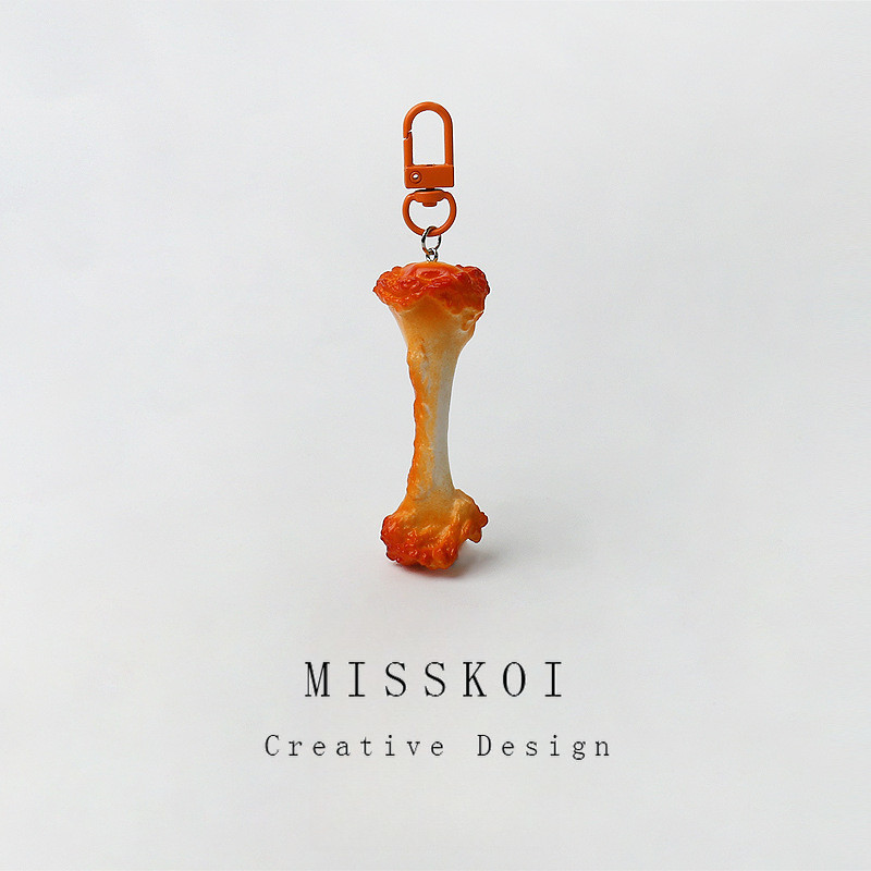 Mjt ตลกจําลองขาไก่กระดูกพวงกุญแจสนุกจี้ออกแบบสร้างสรรค์จี้กระเป๋าเครื่องประดับ