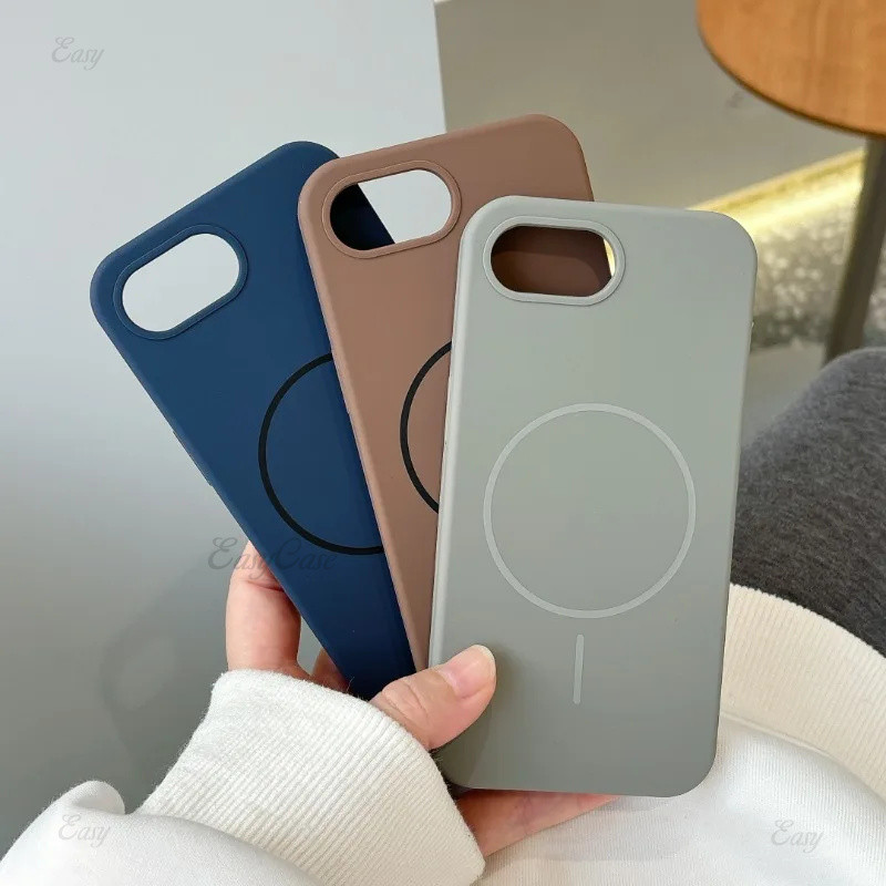 16E อย่างเป็นทางการซิลิโคนเหลว Mag สําหรับ iPhone 16E SE4 2025 แม่เหล็กชาร์จไร้สาย Protector Soft Matte Cases ฝาครอบ